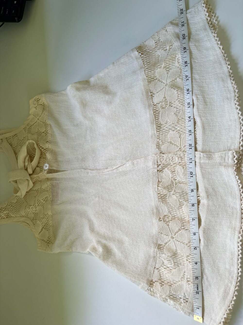 Free People Romantic Lace Tie-Back Tunic Tank Top Cream Size 6 - Picture 9 of 10